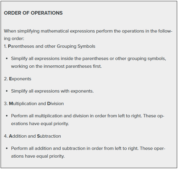 Lumen, Order of Operations